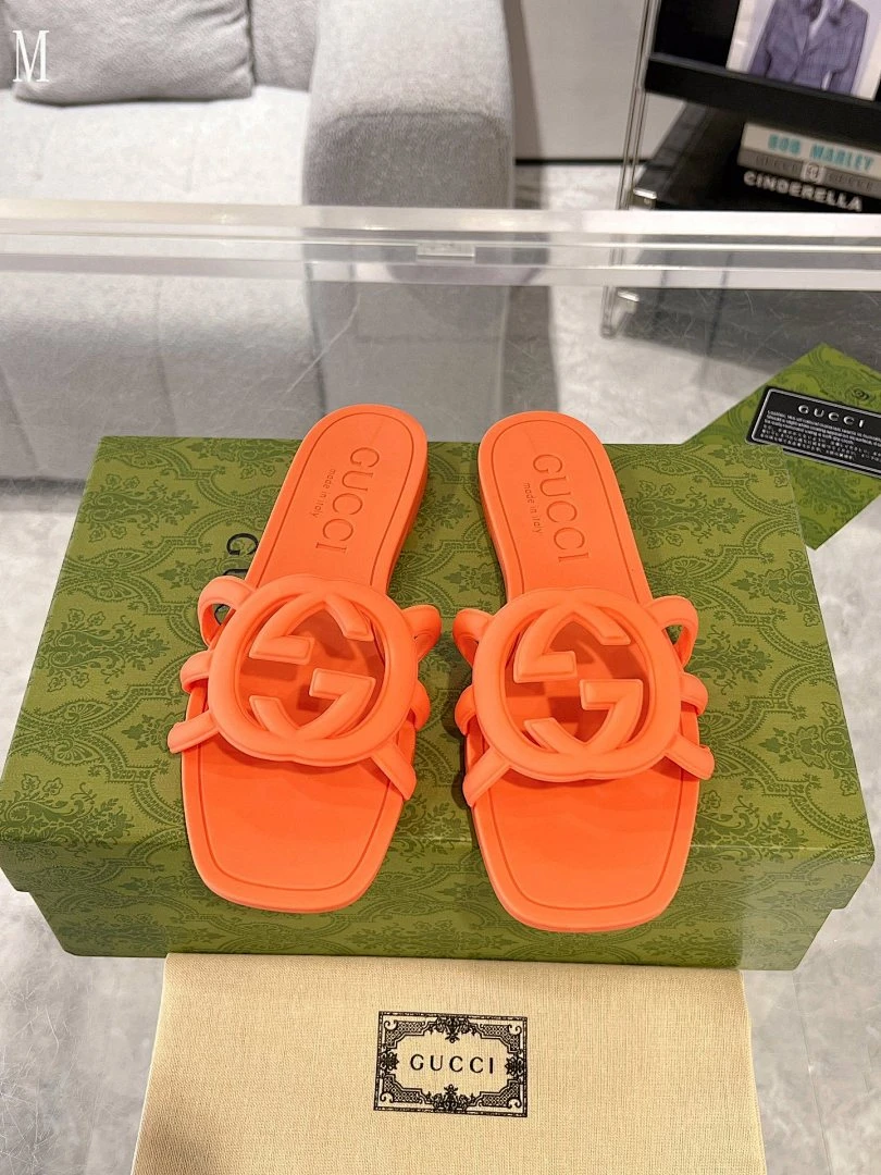 GG Interlocking G Rubber Slide - Orange - image