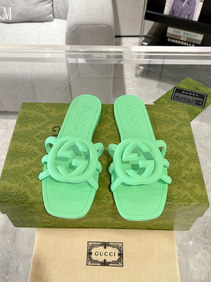 GG Interlocking G Rubber Slide - Green - image