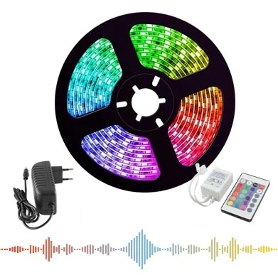 Комплект RGB лента+захранване+музикален контролер RGB BAGRA DJ LED ∙ 5м - image