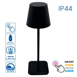 Настолна безжична LED лампа с акумулаторна батерия FRIDA LED ∙ 3W ∙ димируема ∙ CCT ∙ 3000K-4000K-6400K ∙ IP44