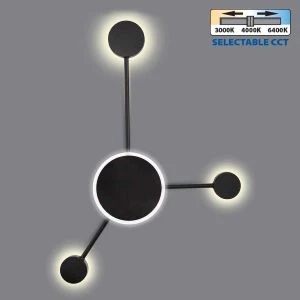 Декоративен LED аплик за стена GEMINI LED ∙ 19W ∙ черен ∙ CCT-switch ∙ 3000K-4000K-6400K - image