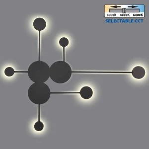 Декоративен LED аплик за стена GEMINI LED ∙ 22W ∙ черен ∙ CCT-switch ∙ 3000K-4000K-6400K - image
