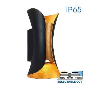 LED фасаден аплик BOSTON LED ∙ 10W ∙ черно/златно ∙ CCT-switch ∙ 3000K-4000K-6400K ∙ IP65 - image