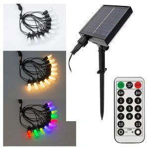 Соларна LED верига с 10 лампи и дистанционно FIESTA SOLAR LED ∙ RGB+W (3000K) ∙ IP44 - image