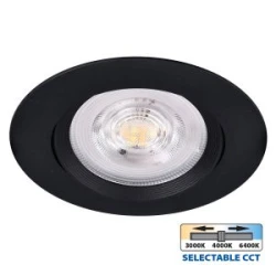 Кръгла LED луна за вграждане RAYA LED ∙ 5W ∙ черна ∙ CCT-switch ∙ 3000K-4000K-6400K