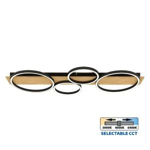 LED плафон MATTEO-C LED ∙ 38W ∙ черно+дърво ∙ CCT ∙ 3000-4000-6400K - image