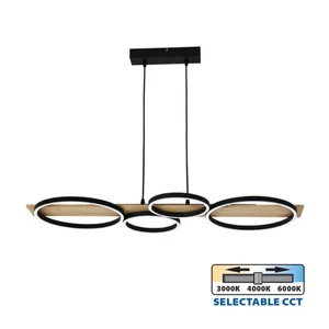 LED полилей MATTEO-P LED ∙ 38W ∙ черно+дърво ∙ CCT ∙ 3000-4000-6400K - image
