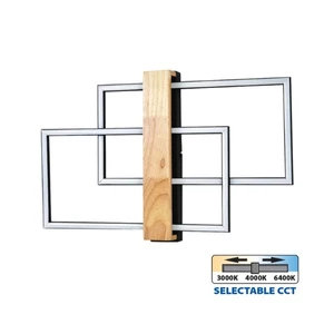 LED плафон LUCAS LED ∙ 36W ∙ черно+дърво ∙ CCT ∙ 3000-4000-6400K - image