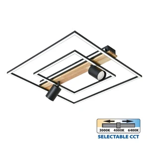LED плафон CAMPO LED ∙ 36W ∙ черно/бяло+дърво ∙ CCT-switch ∙ 3000-4000-6400K - image