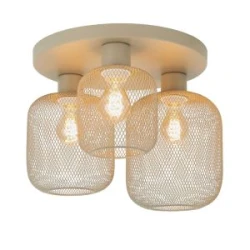 Плафон ELINOR ∙ CL953-3R ∙ 3xE27 ∙ метал+PVC ∙ мрежа ∙ бежов