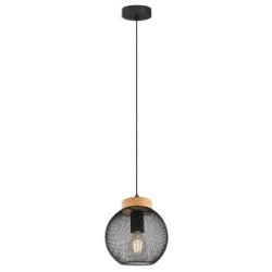 Полилей MOKA ∙ SSP961-1H ∙ 1xE27 ∙ метал+дърво ∙ мрежа ∙ черен